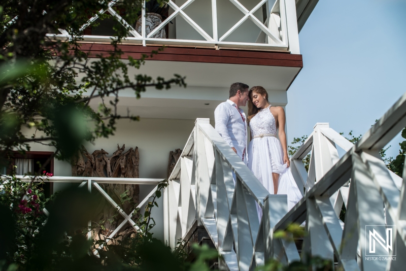 Bride and Groom Photoshoot on stairs