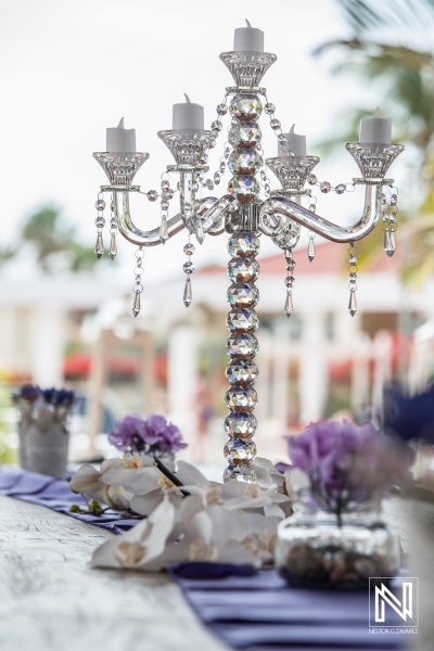 Purple wedding decoration candle holder