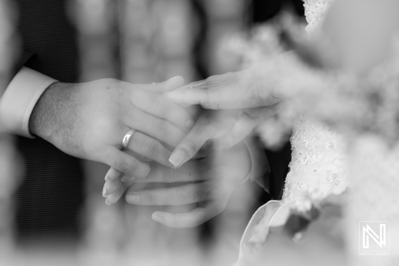 Bride and groom hands