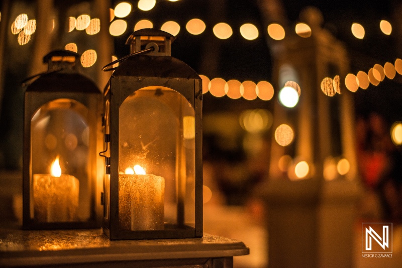 lanterns with candles in the night decoration