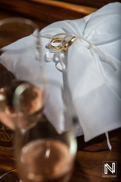 Wedding rings on cushion