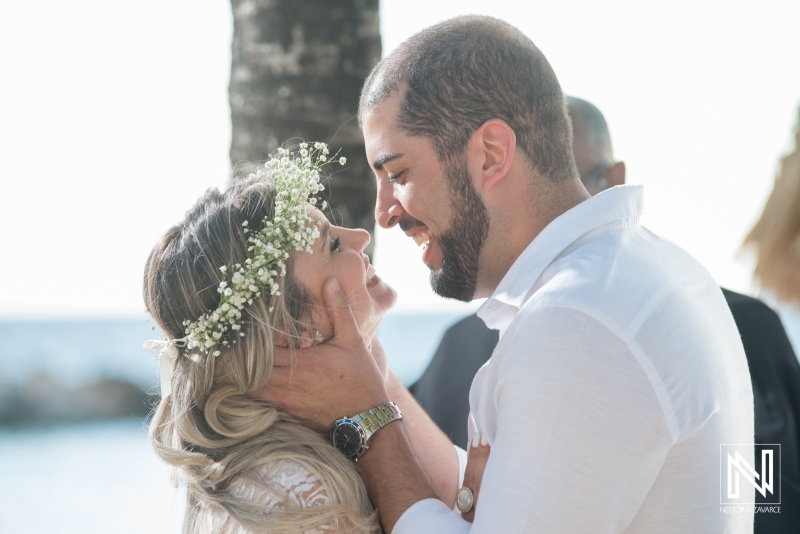 Bride and Groom first kiss