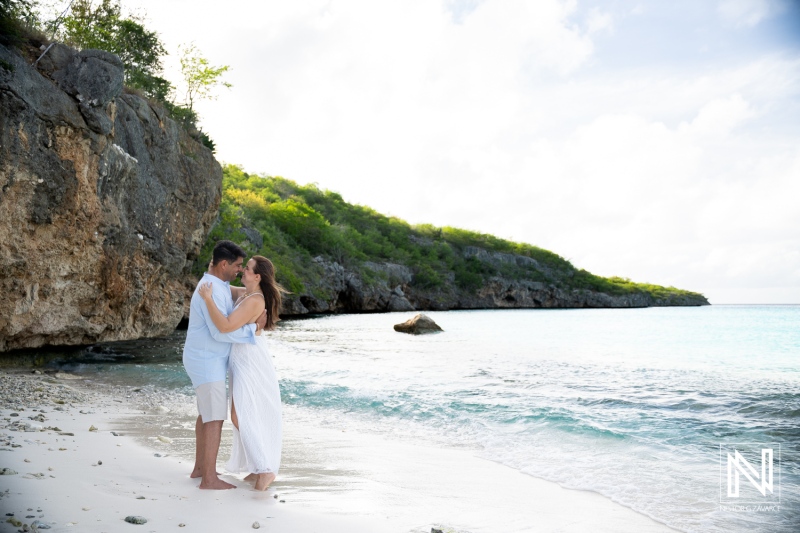 Couple enjoys trash the dress photoshoot at Cas Abao Beach in Curacao