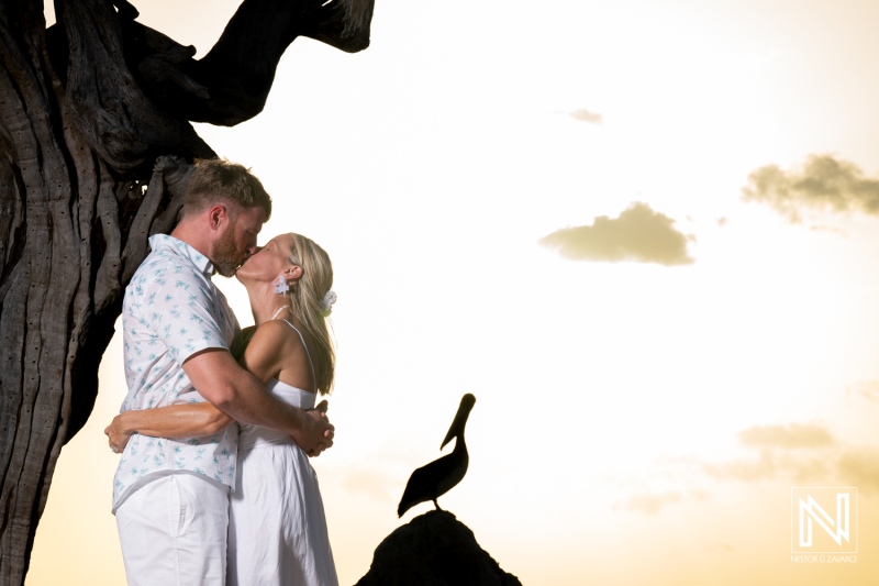 Celebrating love at Baoase Luxury Resort in Curacao under a beautiful sunset glow
