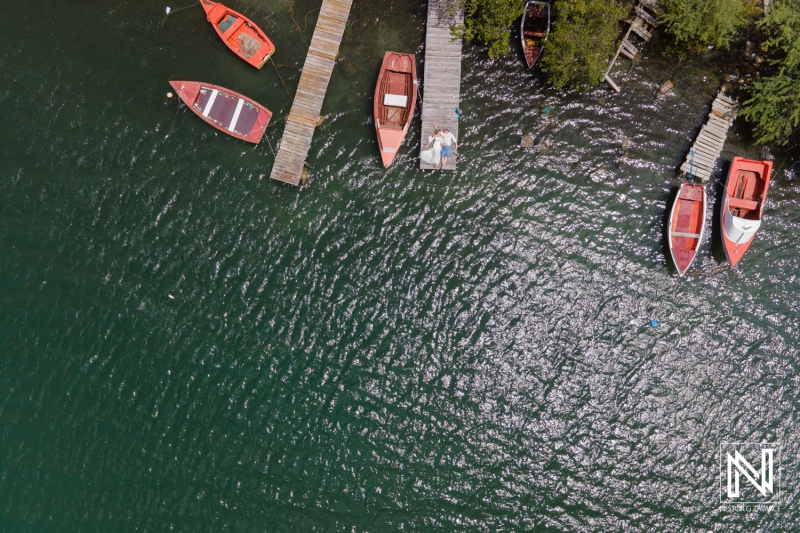 Anniversary photoshoot session drone shot