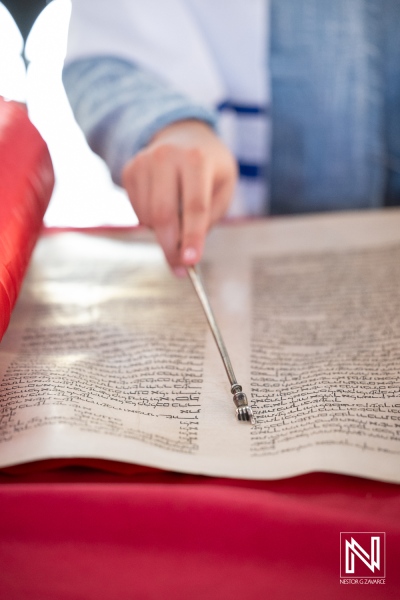 Bat Mitzvah ceremony at Mikve Israel-Emanuel Synagogue in Curacao with Torah reading and family gathering