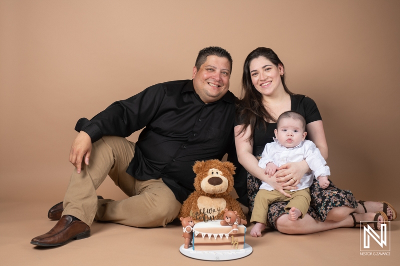 Celebrating a special birthday in Curacao with family and a cute bear-themed cake