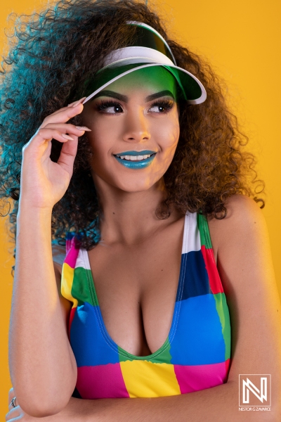 Vibrant summer fashion showcasing spirited colors and playful expressions in Curacao