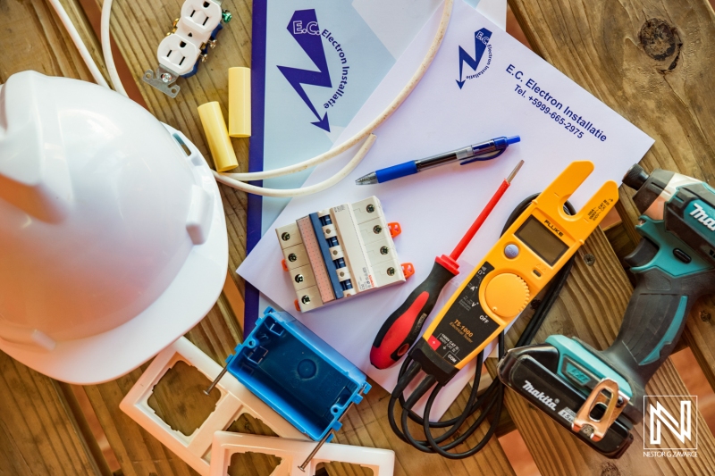 Tools and equipment used for a commercial electrical installation project in Curacao