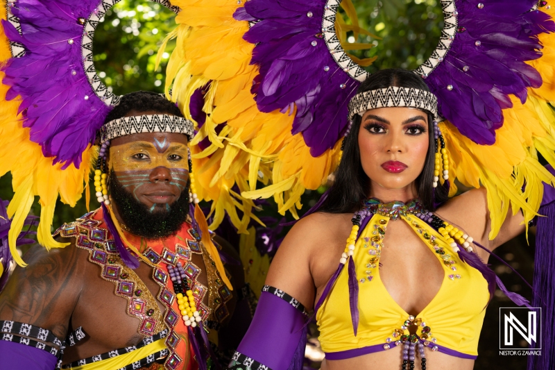 Colorful cultural celebration in Curacao featuring vibrant costumes and traditional expressions of joy and unity