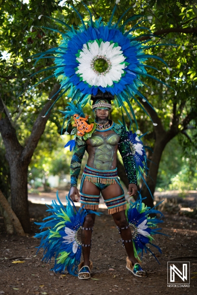 Vibrant cultural celebration featuring a performer in traditional costume during a festival in Curacao