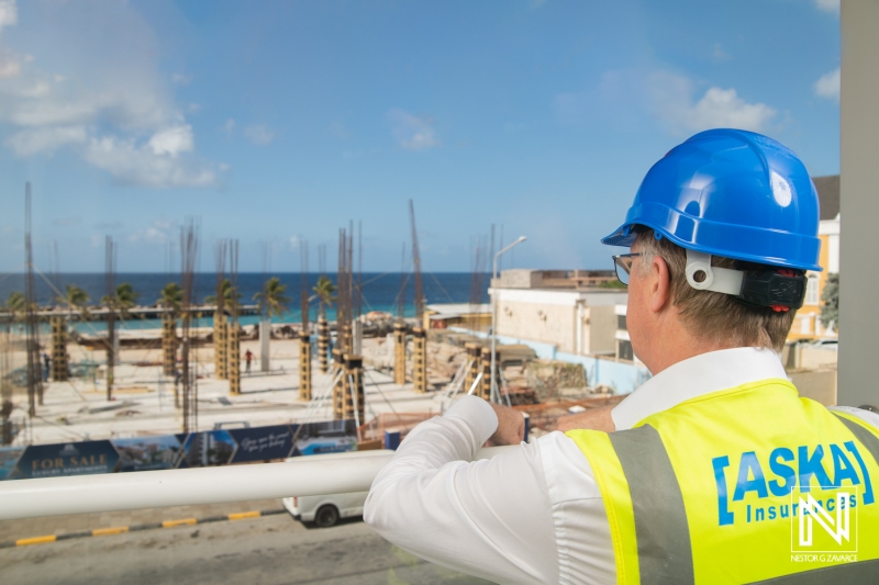 Construction progress observed from a high vantage point in Curacao on a sunny day