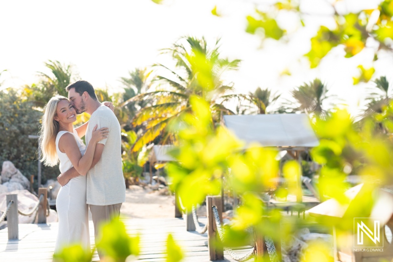 Couple enjoying a romantic moment at Baoase Luxury Resort in Curacao surrounded by tropical beauty