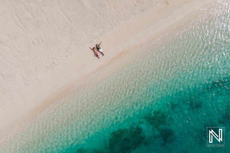 Couple drone photo at Mangrove Beach Corendon Curacao