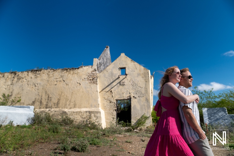 Beautiful couple enjoying a moment together at Landhuis San Juan in Curacao