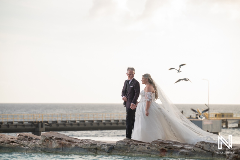 Romantic Newlywed Moment in Curacao