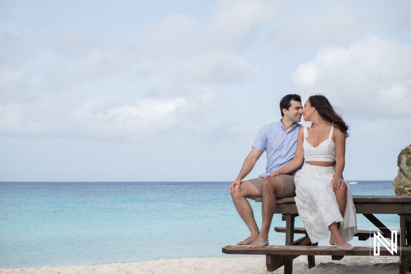 Engagement photo session at Cas Abao Beach