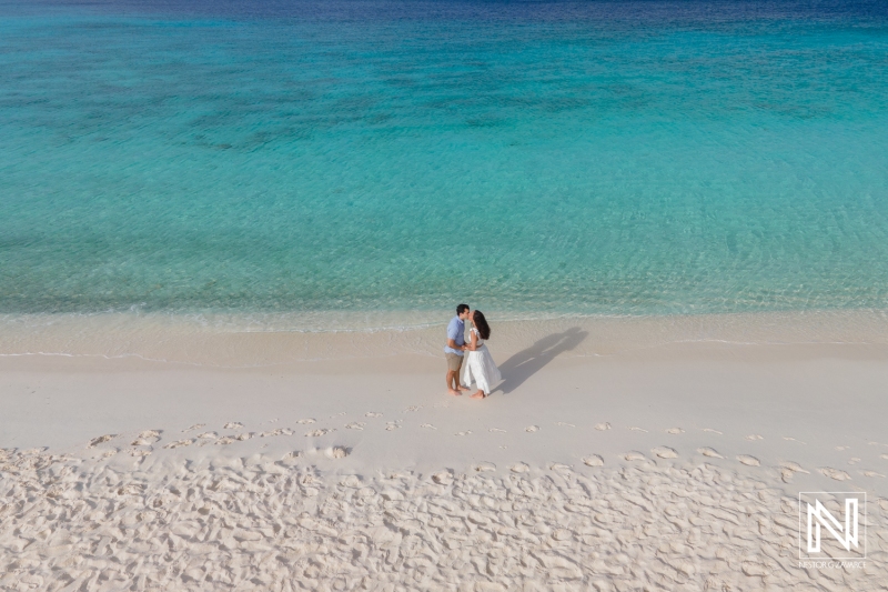 Engagement drone photo at Cas Abao Beach