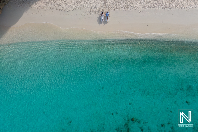 Engagement drone photo at Cas Abao Beach