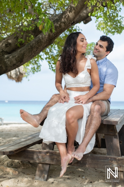 Engagement photo session at Cas Abao Beach