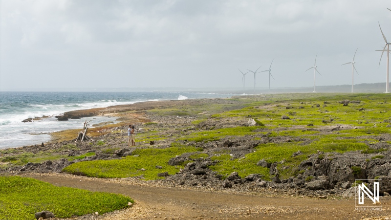 Engagement session on the scenic coastline of Vlakte di San Pedro in Curacao