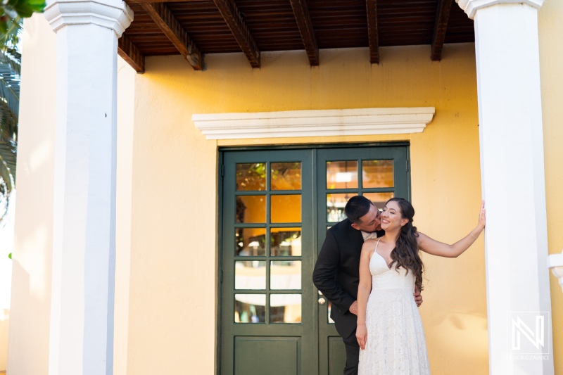 Engagement celebration in Curacao with romantic moments captured at a charming location