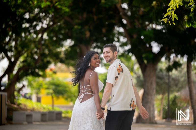 Couple enjoys engagement session at Marie Pampoen in Curacao