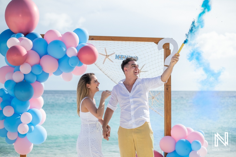 Expecting joy in Curacao with a beautiful maternity celebration by the beach at sunset