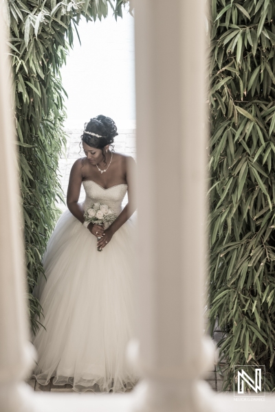 Bride holding bouquet photoshoot