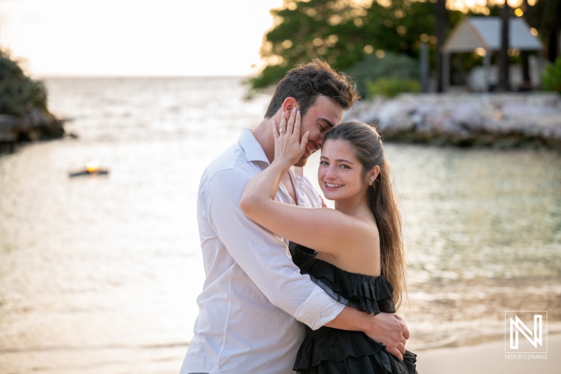 Couple enjoys wedding proposal moment at Baoase Luxury Resort in Curacao