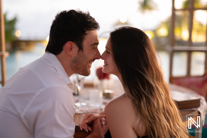 Couple shares special moment during wedding proposal at Baoase Luxury Resort in Curacao