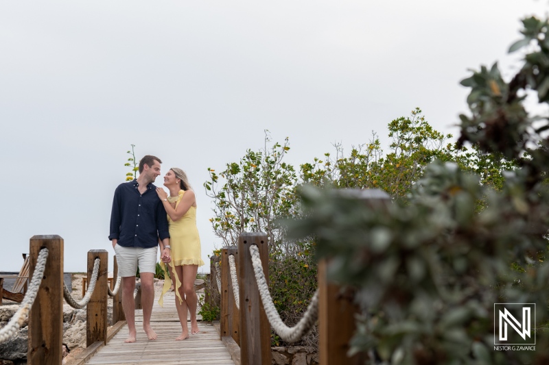 Wedding proposal at Baoase Luxury Resort in Curacao during a beautiful sunset under a romantic sky