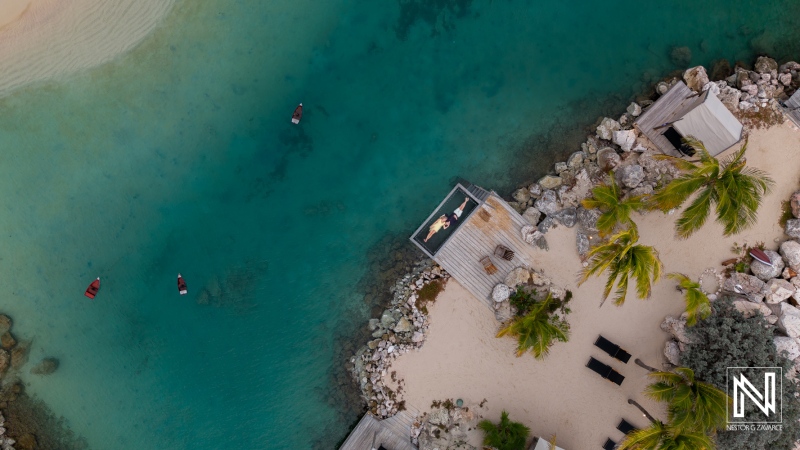 Beautiful sunset wedding proposal at Baoase Luxury Resort in Curacao creates unforgettable romantic moment by the beach