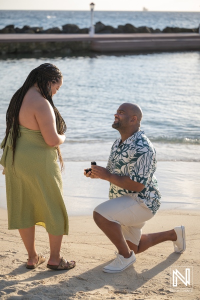 Wedding proposal at Avila Beach Hotel in Curacao by the ocean