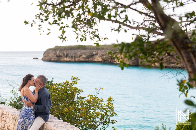 Wedding proposal at Grote Knip in Curacao during sunset