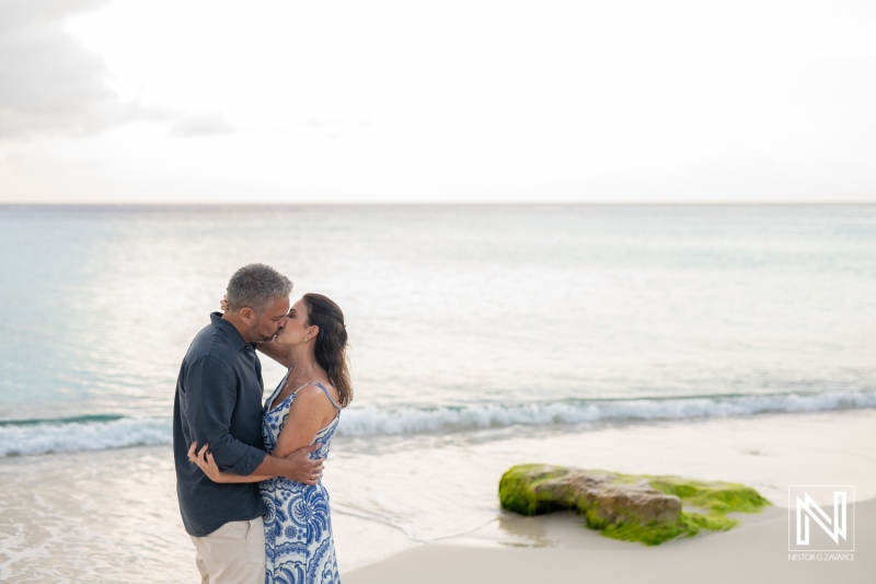 Wedding proposal at Grote Knip beach in Curacao during sunset