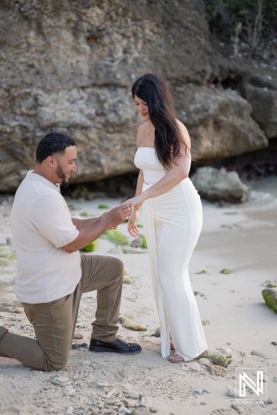 Wedding proposal at Daaibooi Beach in Curacao creates a special moment by the water