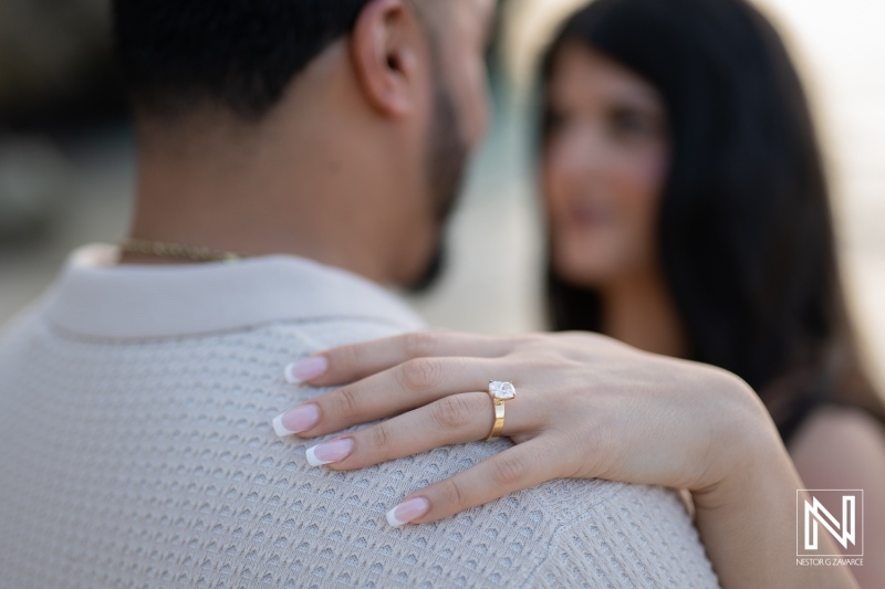 Wedding proposal at Daaibooi Beach in Curacao