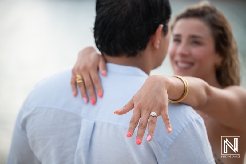 Wedding proposal at Baoase Luxury Resort in Curacao with a couple celebrating love and engagement
