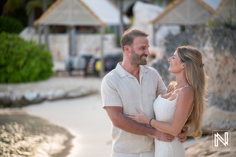 Couple shares special moment during wedding proposal at Baoase Luxury Resort in Curacao