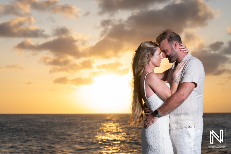 Wedding proposal at Baoase Luxury Resort in Curacao during sunset