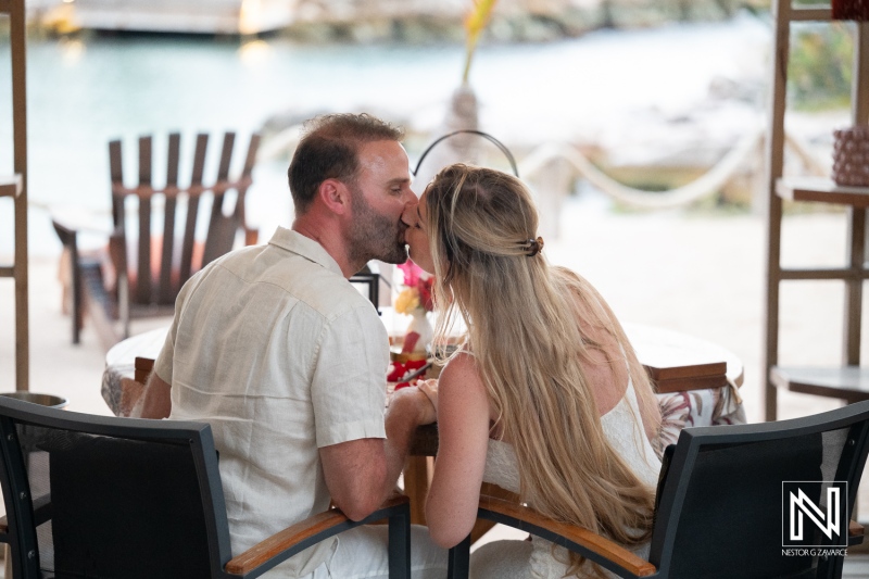Couple enjoys a wedding proposal at Baoase Luxury Resort in Curacao