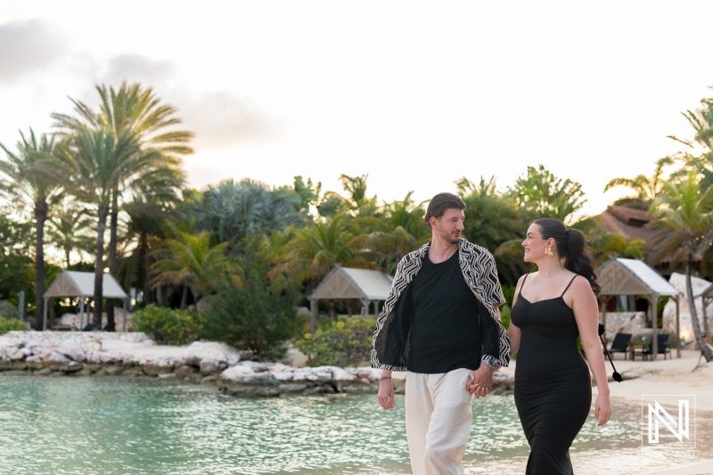 Romantic wedding proposal at Baoase Luxury Resort during a picturesque sunset in Curacao