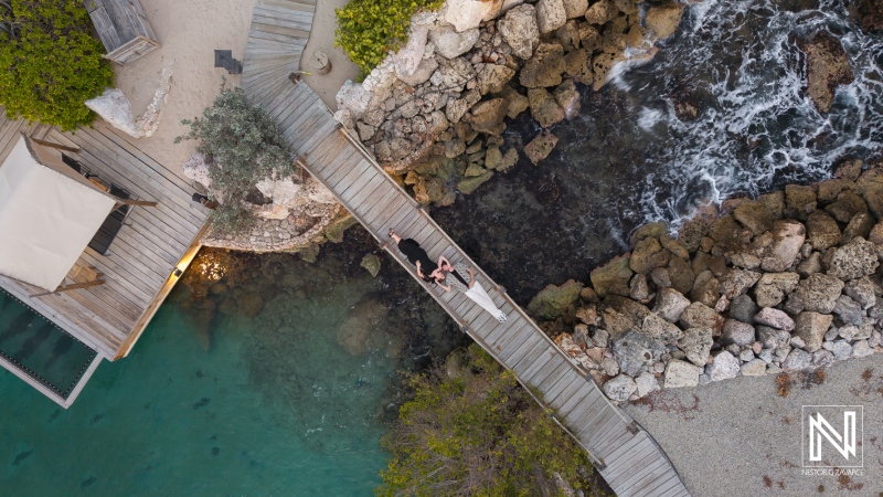 Romantic wedding proposal at Baoase Luxury Resort during a beautiful sunset in Curacao