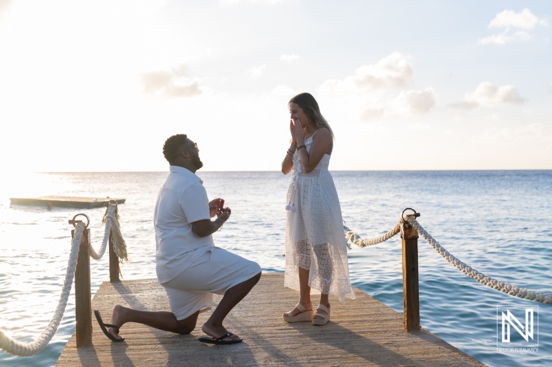 Sunset wedding proposal at Kokomo Beach