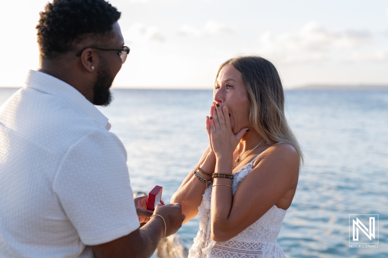 Sunset wedding proposal at Kokomo Beach