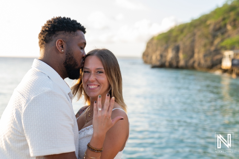 Sunset wedding proposal at Kokomo Beach