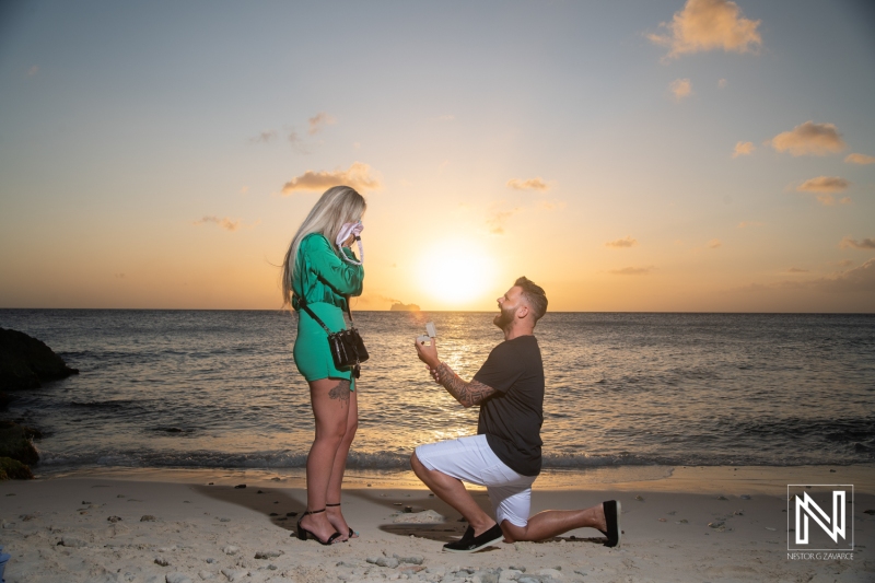 Wedding proposal at the sunset