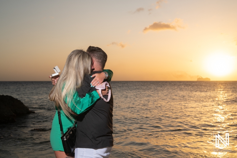 Wedding proposal at the sunset