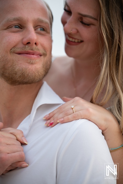 Couple celebrates wedding proposal at Baoase Luxury Resort in Curacao